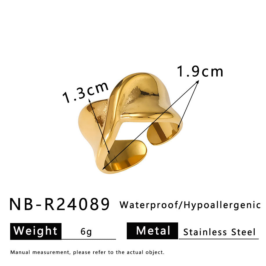 2025 Popular Hand Jewelry Geometric Stainless Steel Texture Line Knot Ring Female Ring