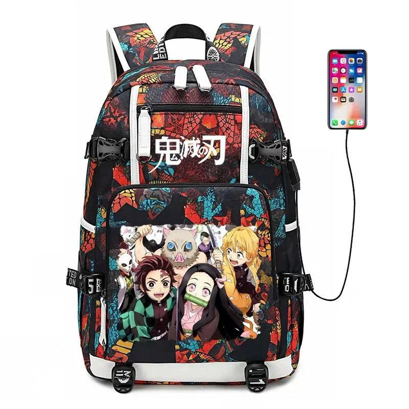 Buzzdaisy Demon Slayer Kimetsu no Yaiba #2 USB Charging Backpack School NoteBook Laptop Travel Bags