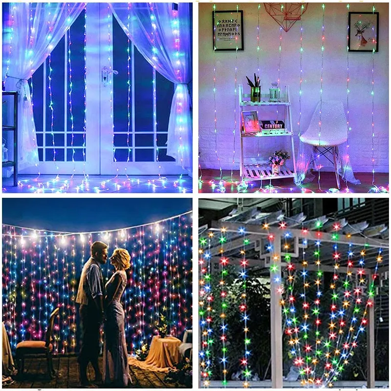Tegooe USB LED Curtain String Lights - 8 Mode Fairy Lights for Holiday Decor