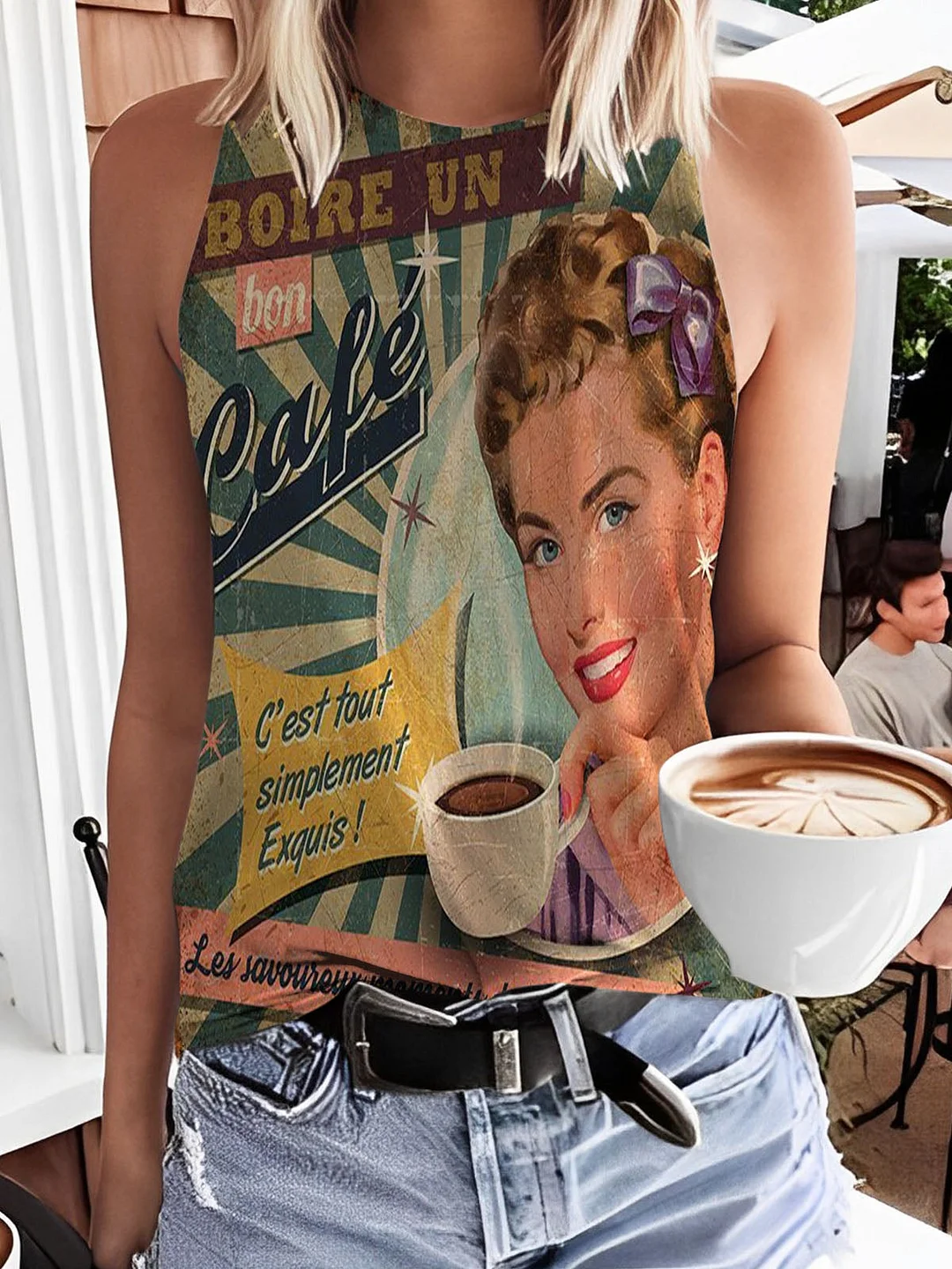 Women's Retro Print Casual Tank Top