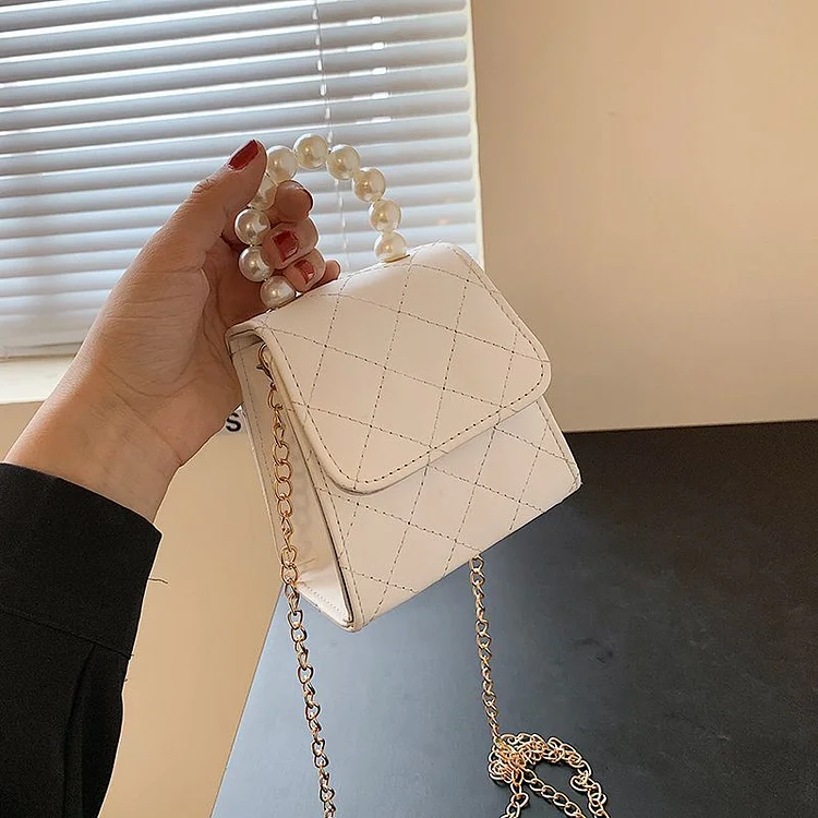 Faux Pearl Faux Leather Crossbody Bag YP2700