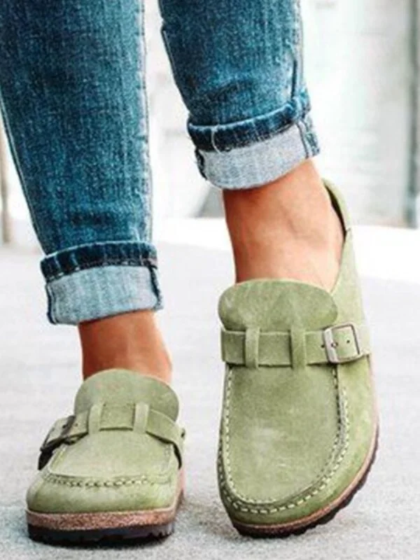 Women's casual suede all-match half-pull bean shoes