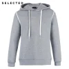 Selected Brand elastic solid color casual cotton 79% hooded pullover hoody |41734D506