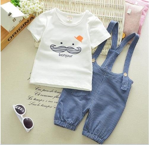 Casual Baby Boys Beard T Shirt Stripe Straps Short Clothes