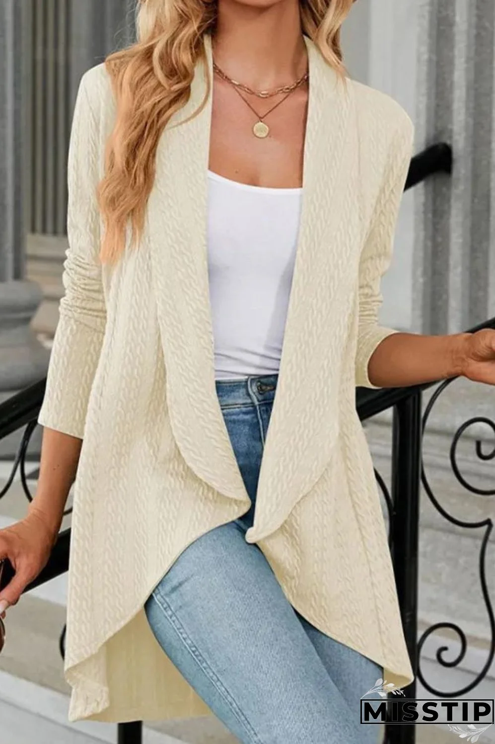 Casual Women's Elegant Loose Office Fashion Retro Solid Color Knit Cardigan