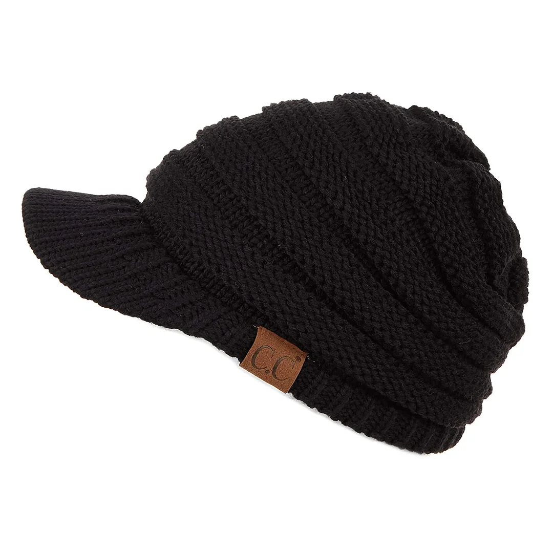 Ribbed Knit Hat Women's Ribbed Knit Hat with Brim