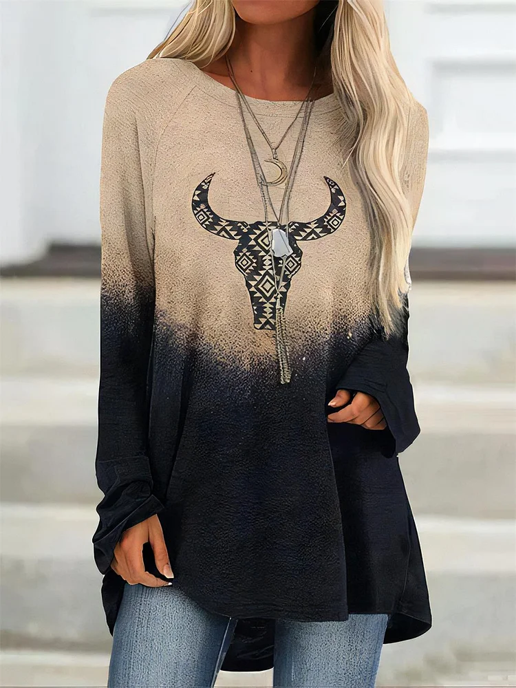 Ethnic Bull Long Sleeve Top