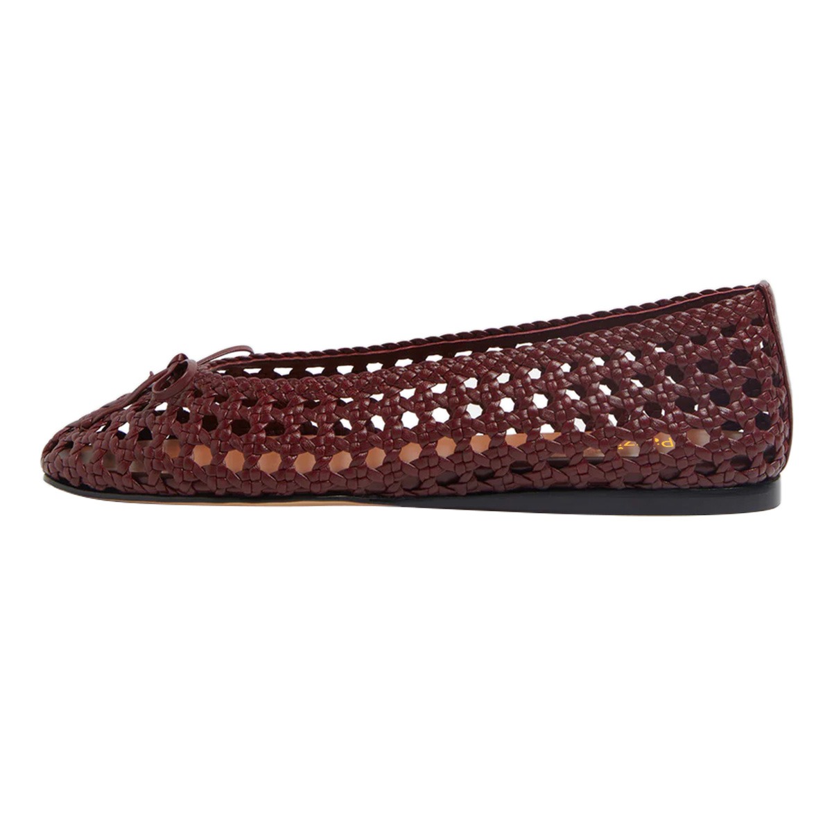 Maroon Hollow-Out Braided Casual Women Sandals Flats with Bow Nicepairs