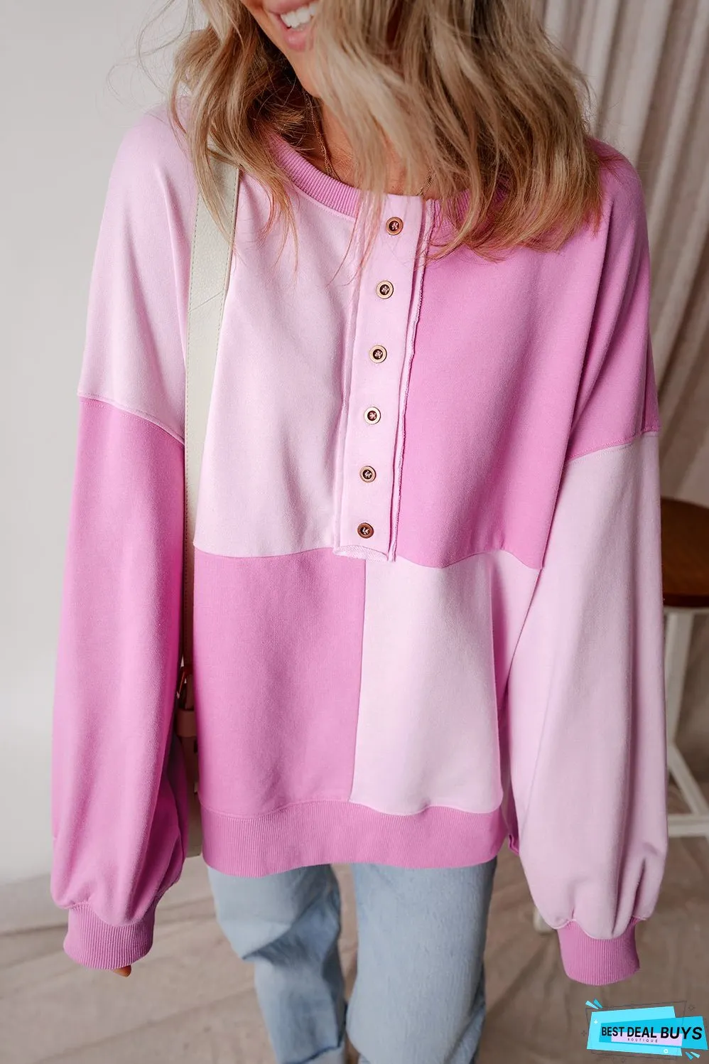 Henley High Low Oversize Sweatshirt