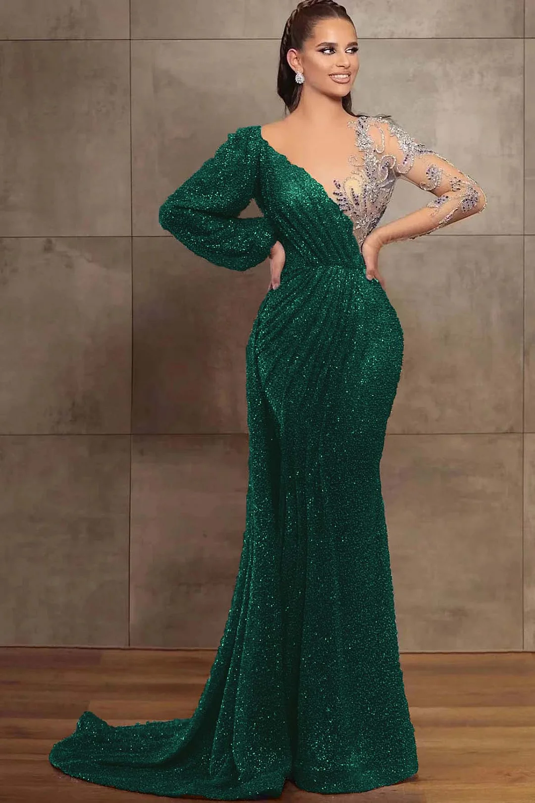 Elegant Mermaid V-Neck Sleeveless Cross-Criss Open-Back Floor-Length Evening Dress main image 0