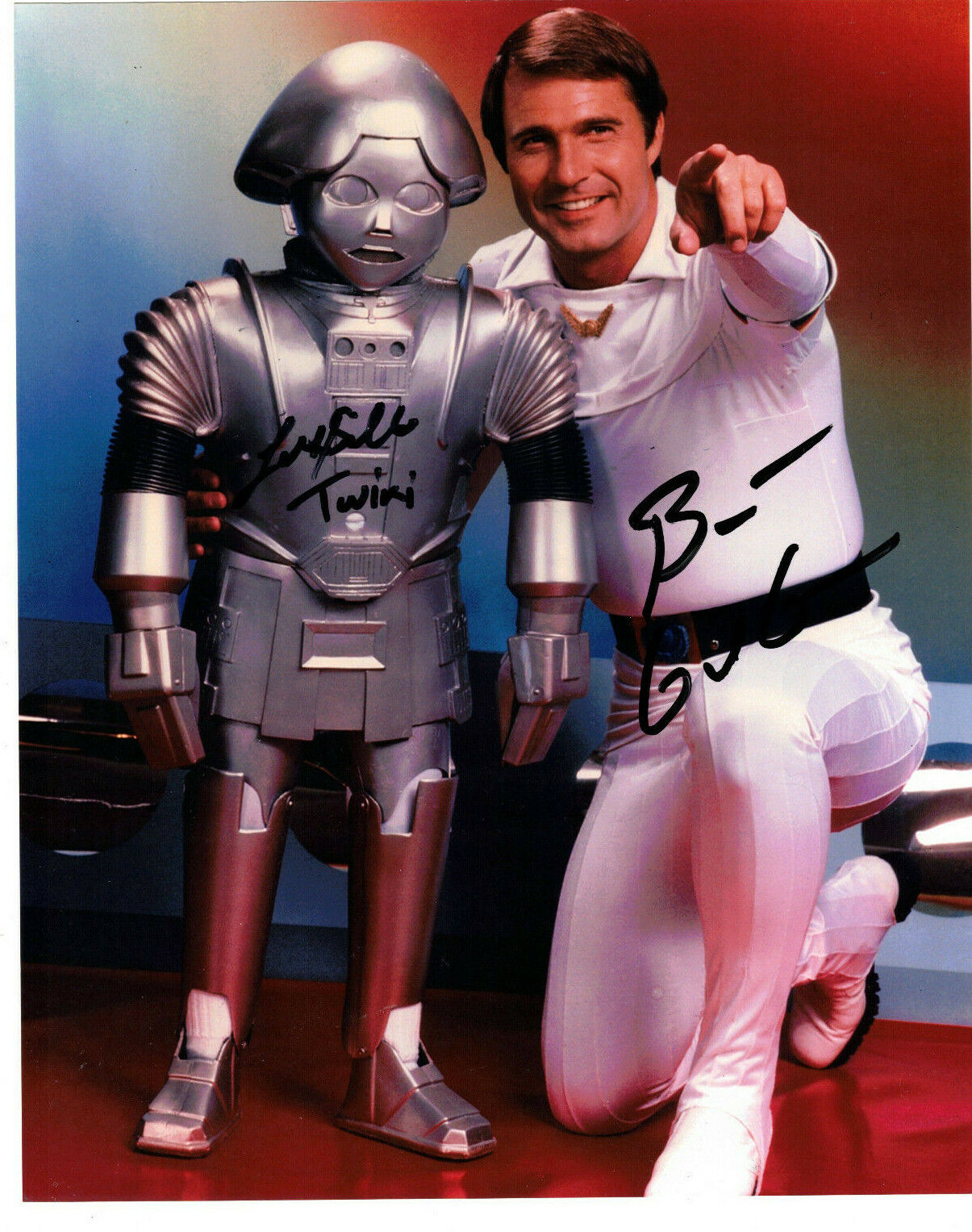 Gil Gerard & Felix Silla Signed 8x10 Photo Poster painting Autographed, Buck Rogers, Twiki