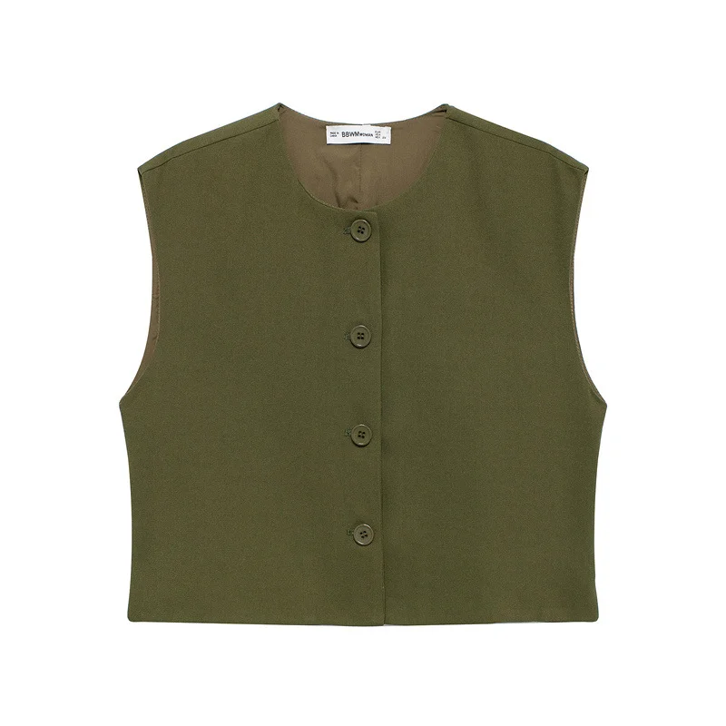 Woherb Woherb 2024 New Women's Fashion Joker Casual Breasoned Vest Top 8259187-Outfit Ideas