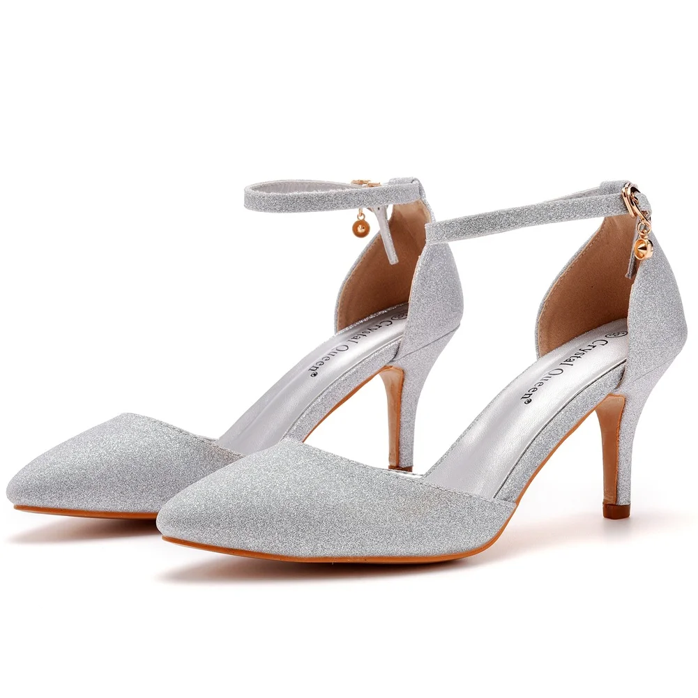 Breakj Breakj Cm Large-Size Sandals Fine-Heeled Sandals Gold-Slilight Pointed Sandals Women's Stage Banquet Women's Shoes