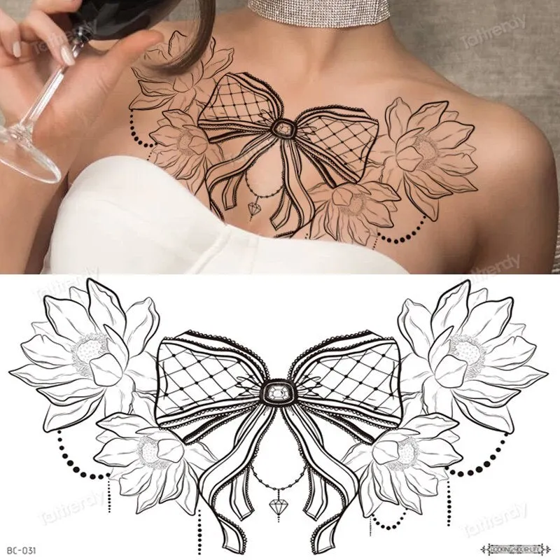 sexy tatoo stickers for girls body art belly stickers jewel tattoo mandala rose flower black henna tattoos breast chest decal