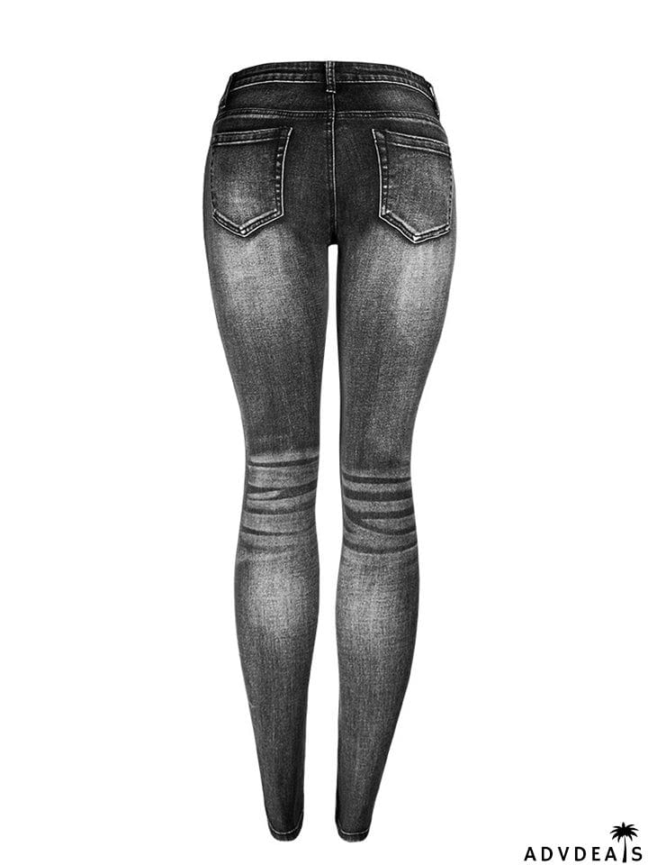Youth Street Style Slim Fit Stretchy Ripped Denim Jeans for Women