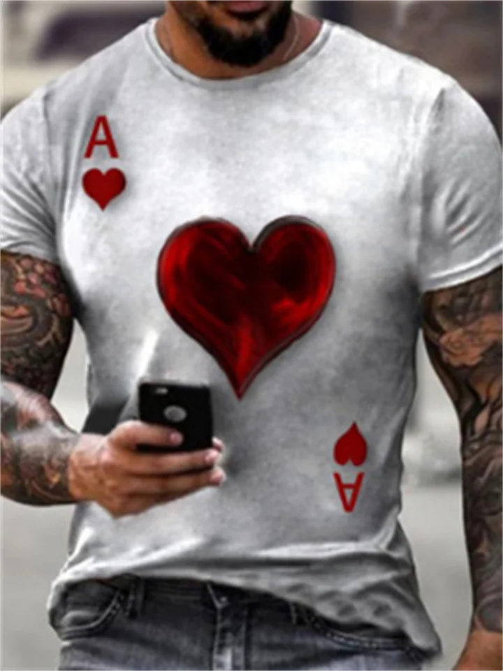 Trendy New Poker 3D Digital Printing Fashion Street Men's Sports Short-sleeved T-shirt-Hoverseek