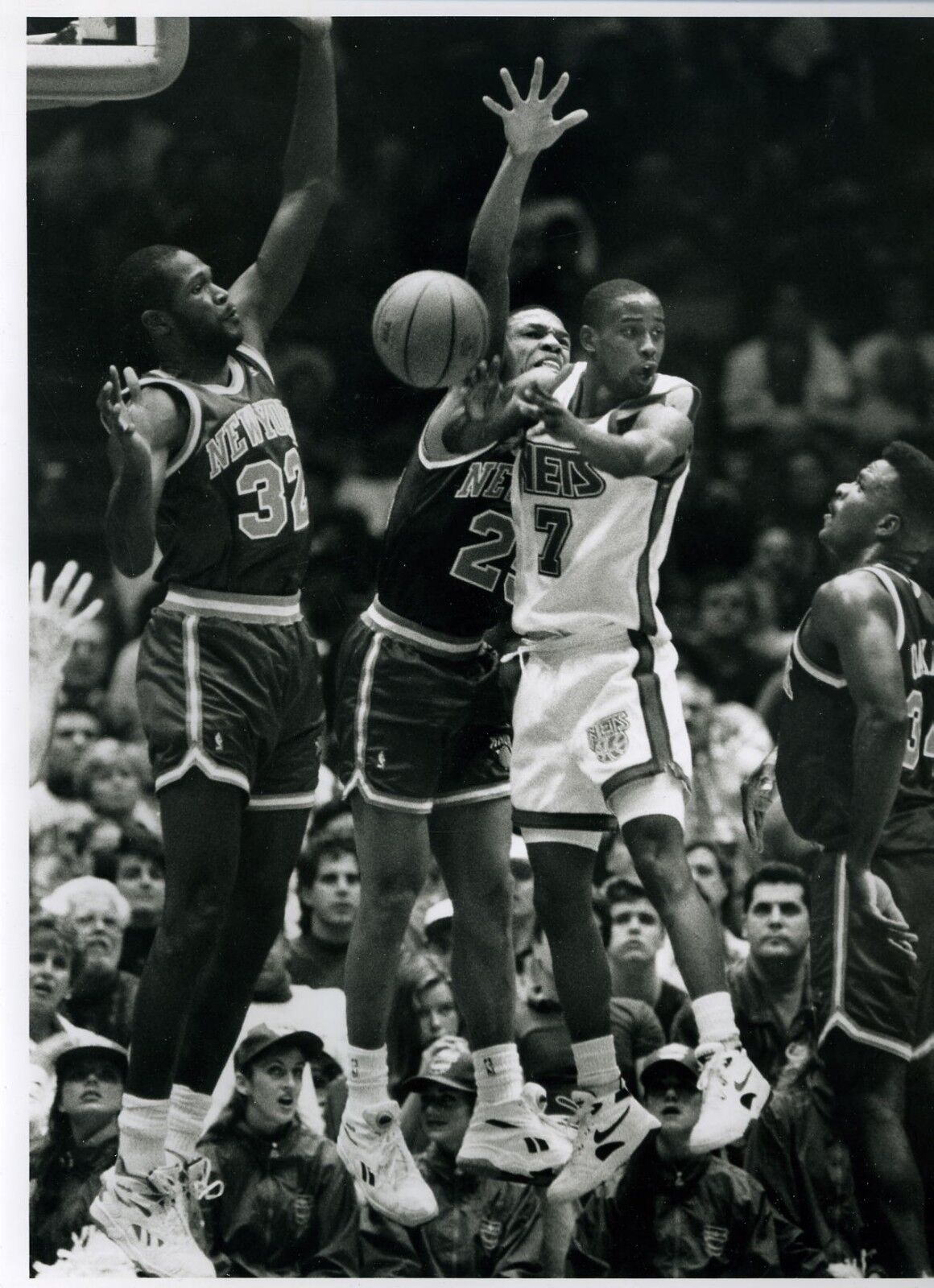 Kenny Anderson & Herb Williams 1992 Press Original Photo Poster painting by Bob Olen Nets Knicks