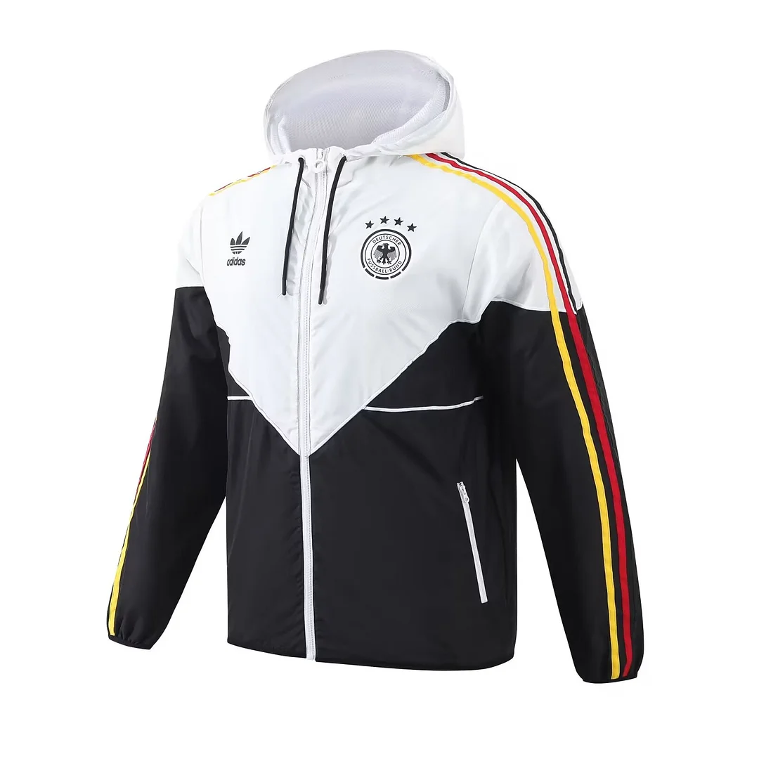 2024 Germany Windbreaker White and Black Soccer Jersey