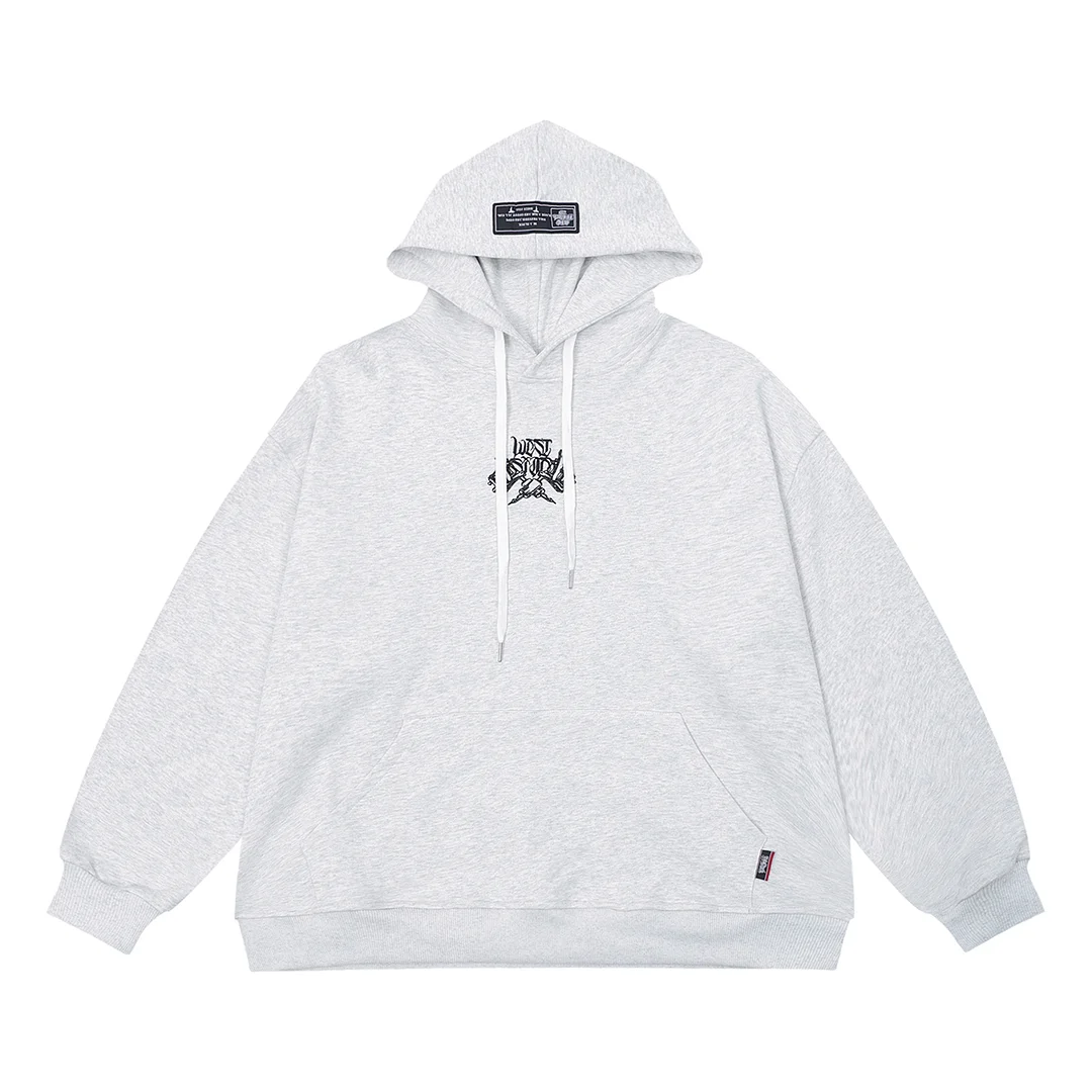 Abebey-High Street Letter Embroidery Vintage Terry Hooded Hoodies for Men and Women Fall Pullover Oversized Sweatshirts Loose Hoody