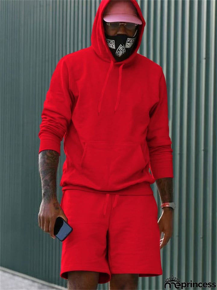 Fleece Casual Solid 2-piece Sports Suit for Men