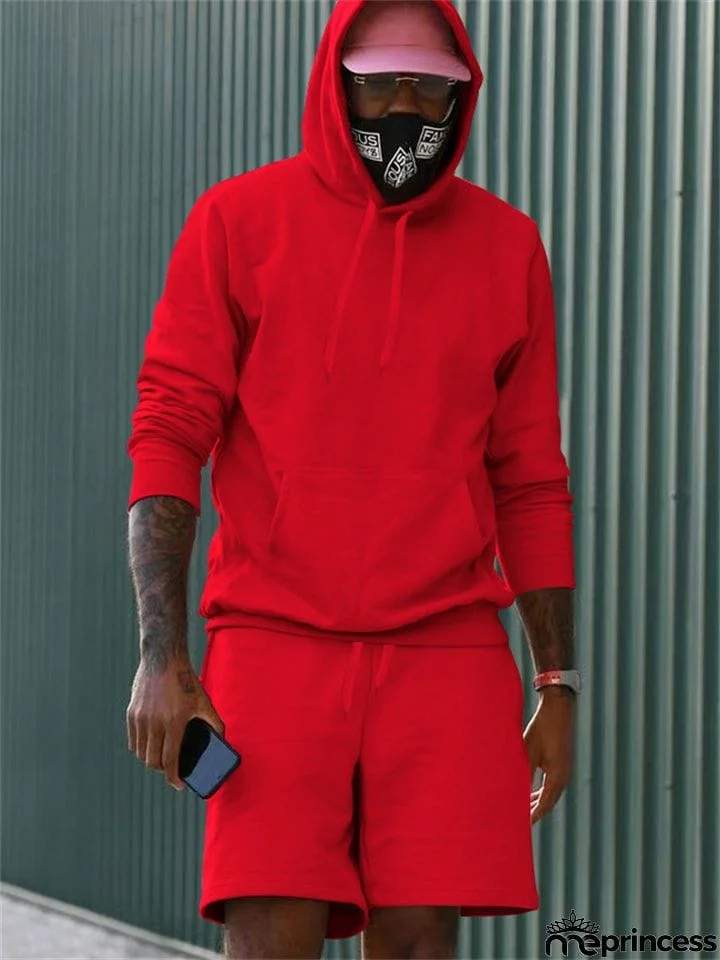 Fleece Casual Solid 2-piece Sports Suit for Men