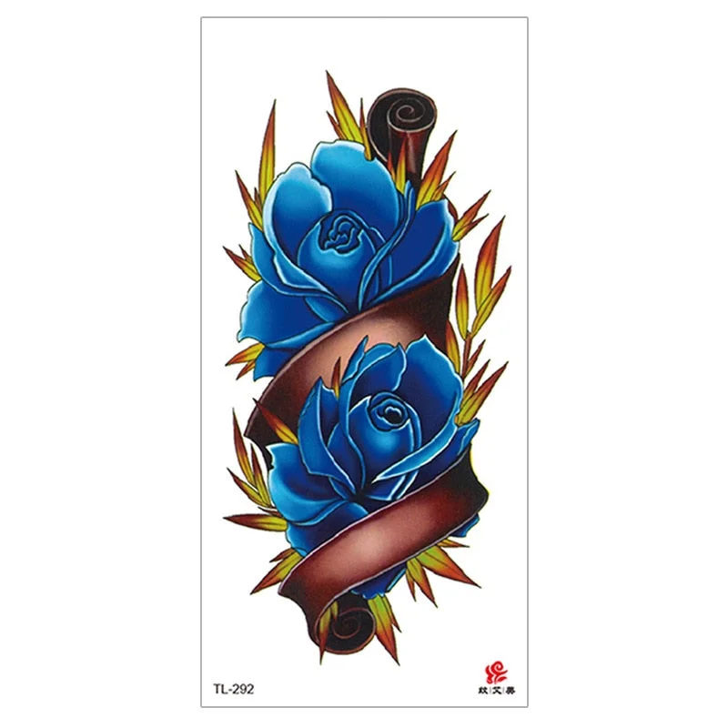 Peony Rose Temporary Tattoo Stickers,Women Body Art Tattoo,Girl Back Breast Arm Leg Red Blue Pink Flower Fake Tatoos
