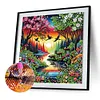 Fleurs dans les bois-peinture diamant en forme sp&eacute;ciale-30*30cm