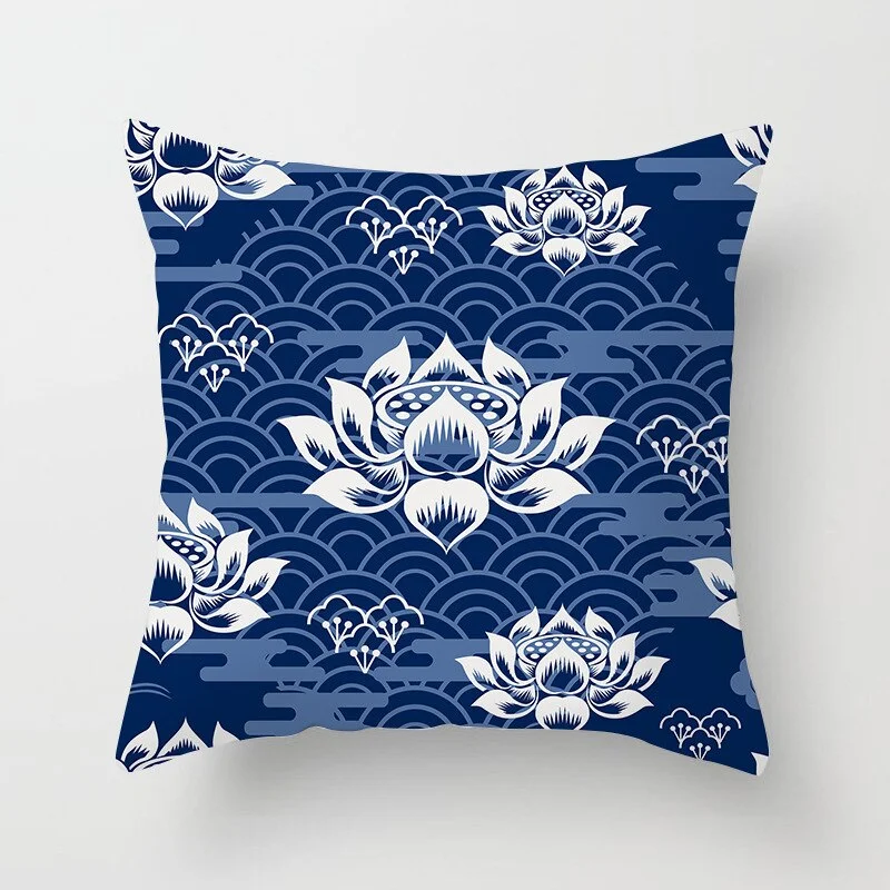 Blue White Porcelain Print Cushions Case Bohemian Style Mandala Geometry Pillows Case Modern Fashion Sofa Chairs Throw Pillows