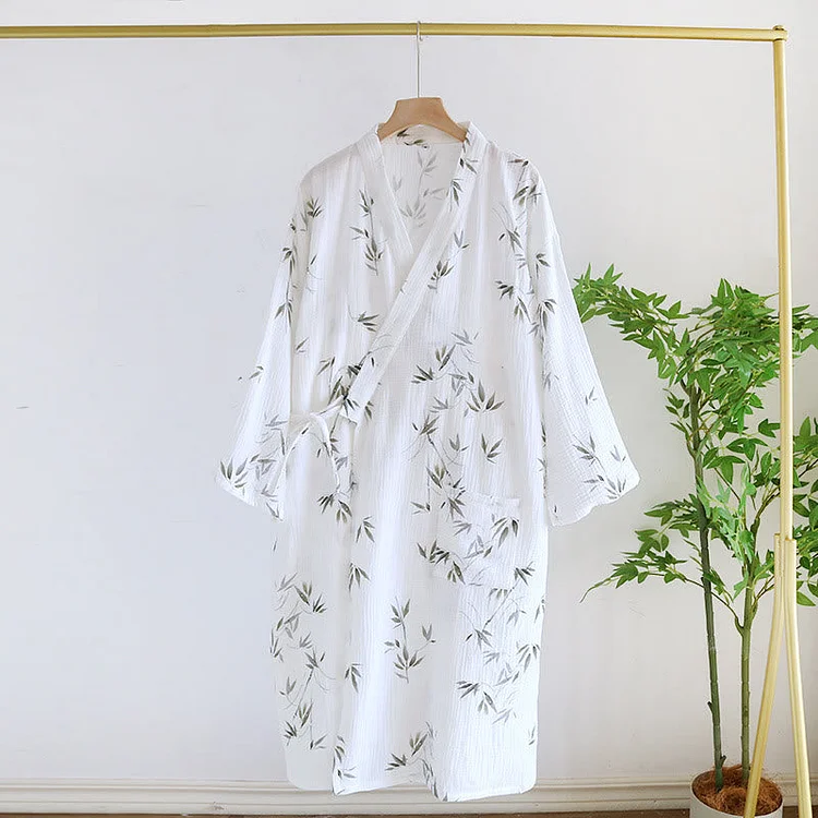 Pure Cotton Bamboo Print Comfy Bathrobe Radinnoo.com