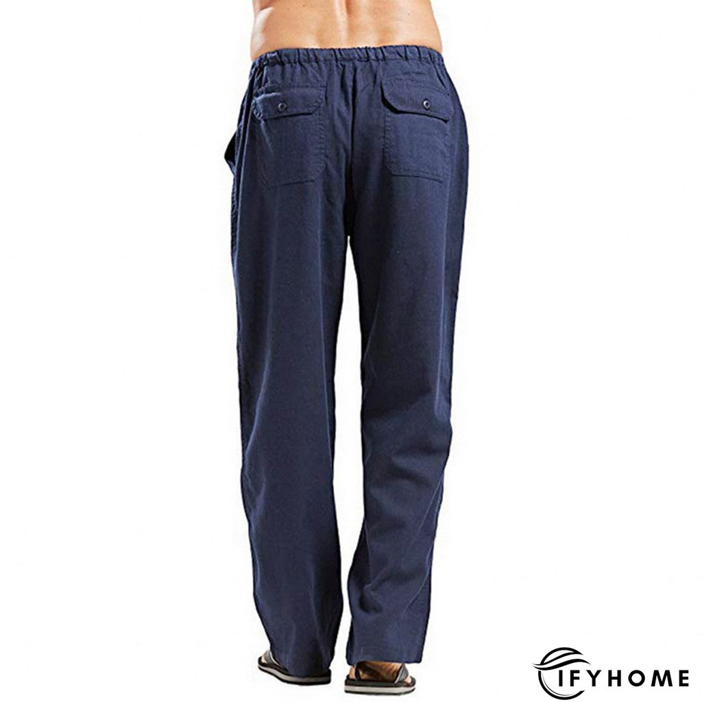 Men's Linen Pants Trousers Summer Pants Beach Pants Drawstring Elastic Waist Plain Breathable Soft Casual Daily Holiday Linen / Cotton Blend Fashion Streetwear Black White Micro-elastic | IFYHOME