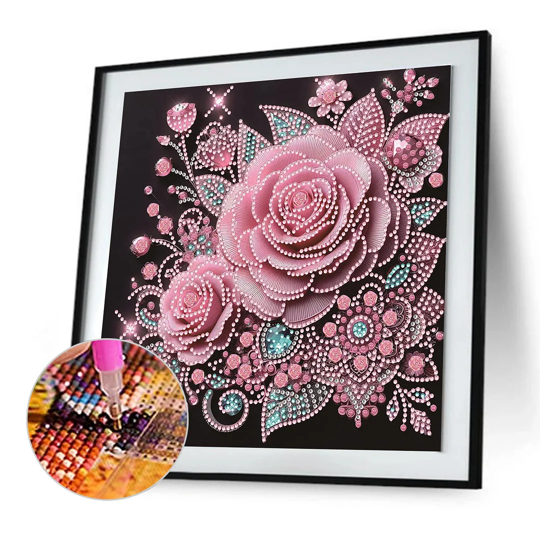 Rose Special Shaped 5D DIY Partial Drill Diamond Painting Kit Home Art 30x30cm