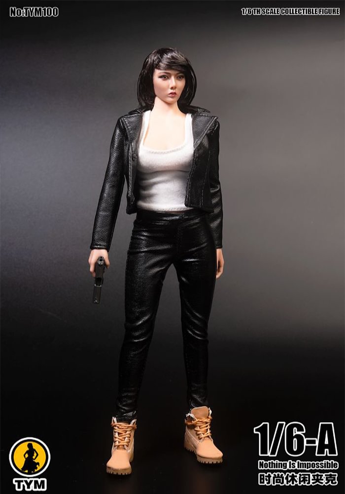 TYM100 1/6 Women's Short Leather Coat Fit 12inch Female Action Figure-aliexpress