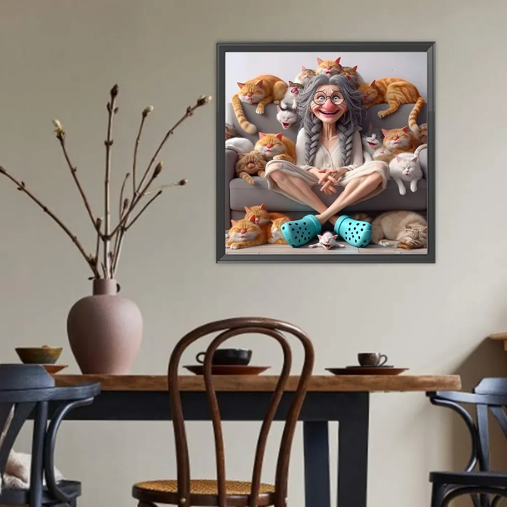 Diamond Painting - Full Round Drill - Cute Granny(Canvas|40*40cm)