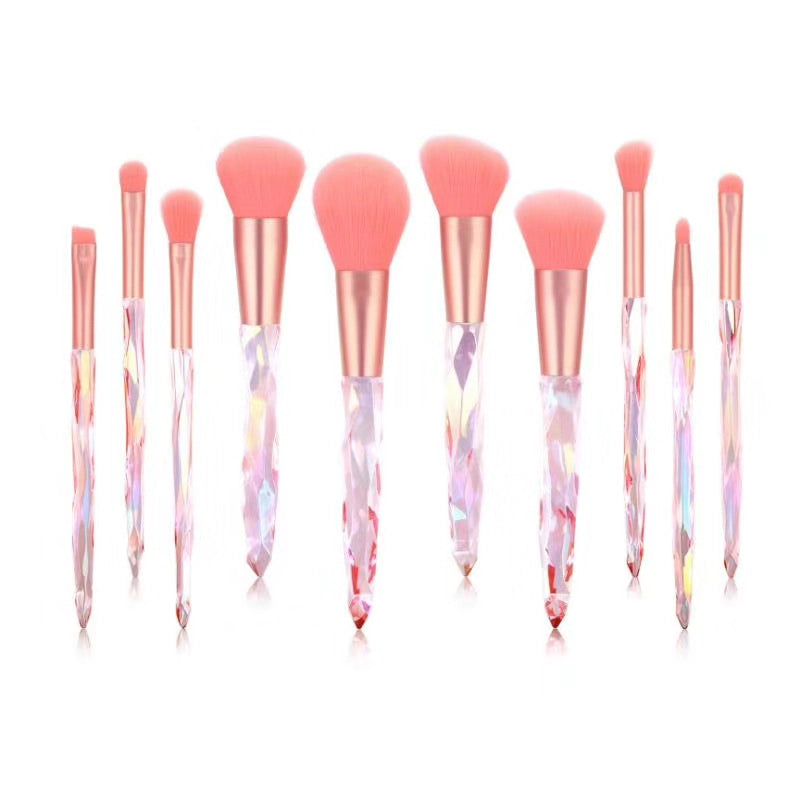 Minimalist Pink Purple Blue Arylic Artificial Fiber Acrylic Handle Makeup Brushes 1 Set