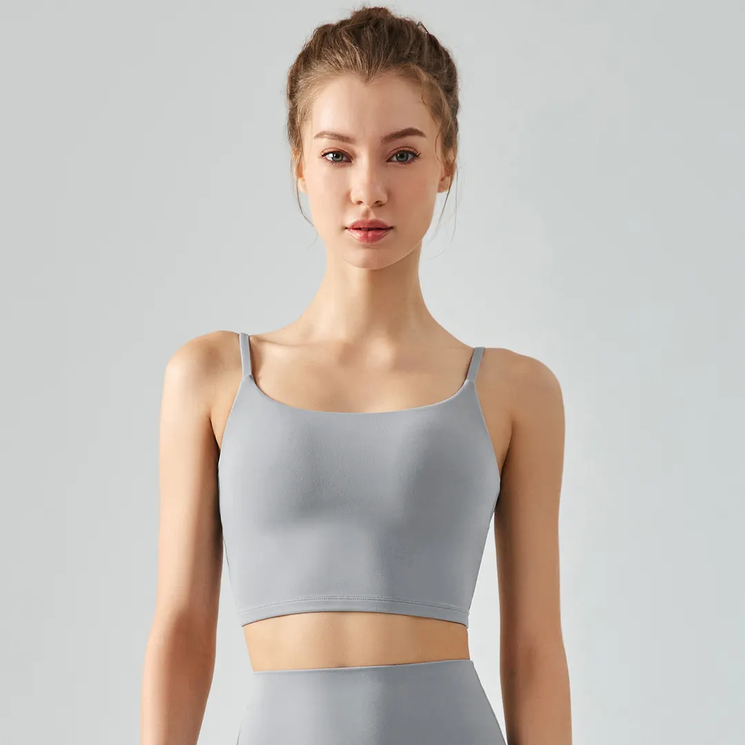 Shop eco friendly thin straps sports gym workout sustainable fitness tank top vest online on Hergymclothing Khaki