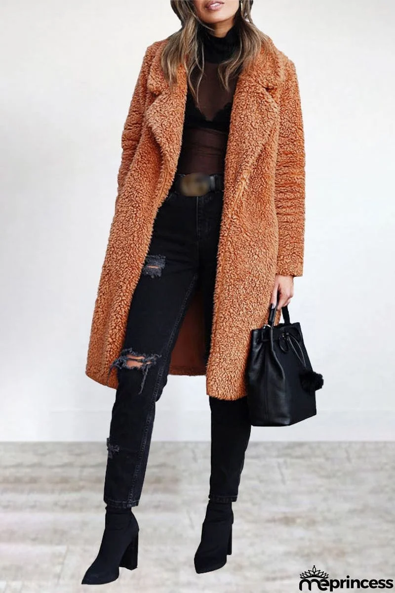 Casual Solid Patchwork Turndown Collar Outerwear