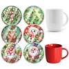 (US Local)6pcs Set Xmas Theme DIY Diamond Painting Coasters Kit with Holder Kit