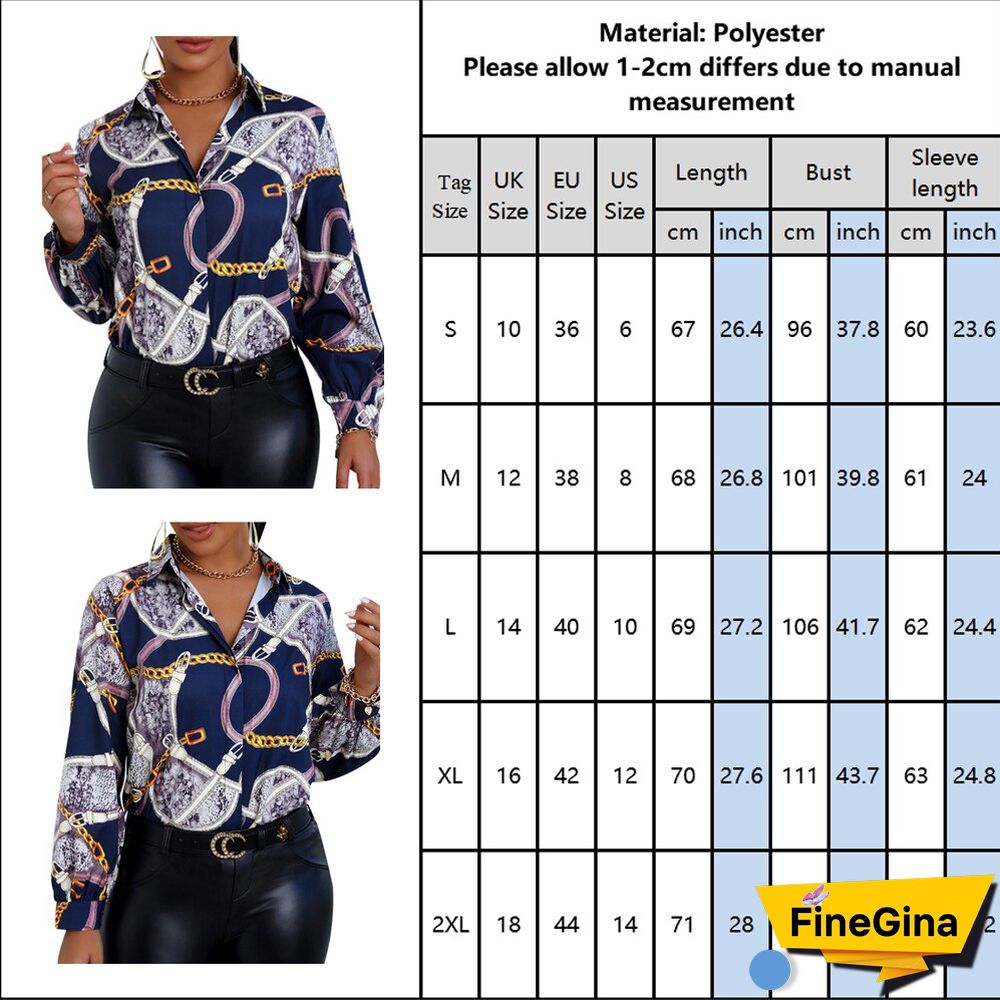 fashion printing ladies shirt neckline long-sleeved casual shirt blouse Explosion models Colorblock Buttoned Blouse D30