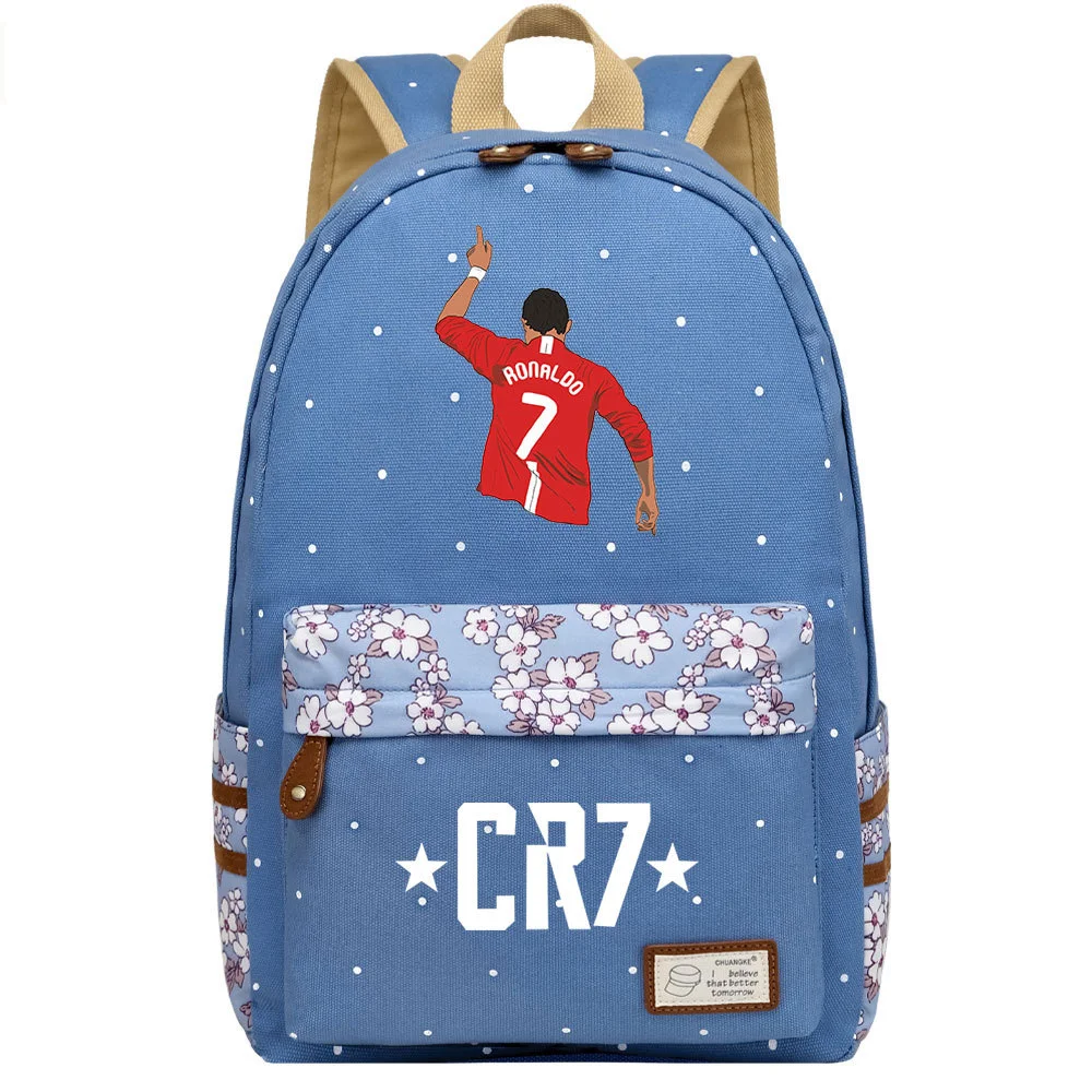 Buzzdaisy Cristiano Ronaldo Backpack - Stylish & Spacious Schoolbag with Double Side Pockets for Leisure Travel