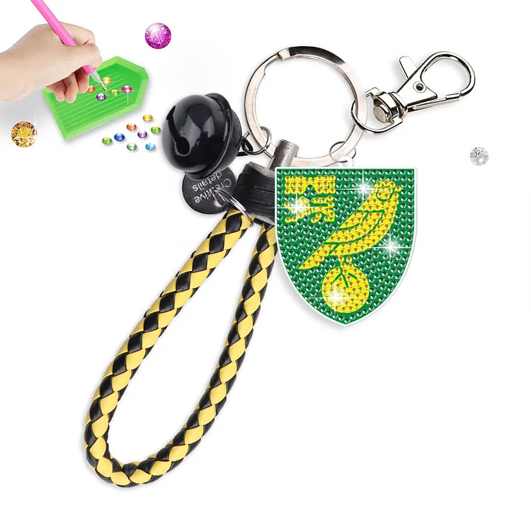 PET Double Sided Norwich City Football Club Diamond Art Keyring for Party Decor