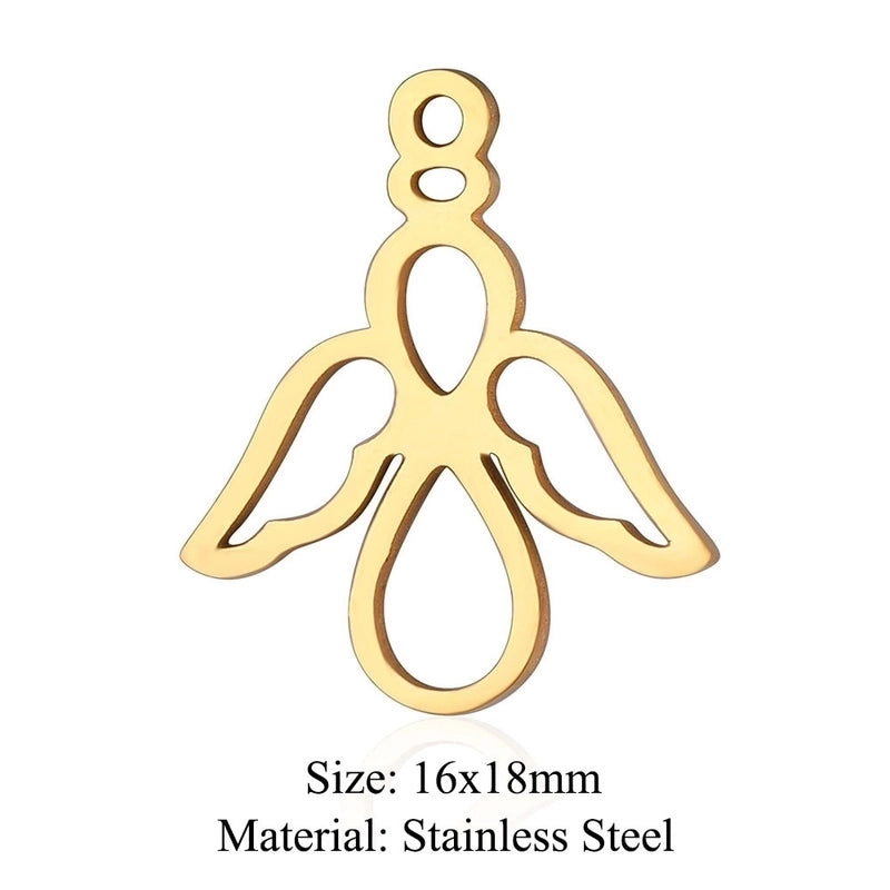 5 Pieces Stainless Steel 18K Gold Plated Angel Wings