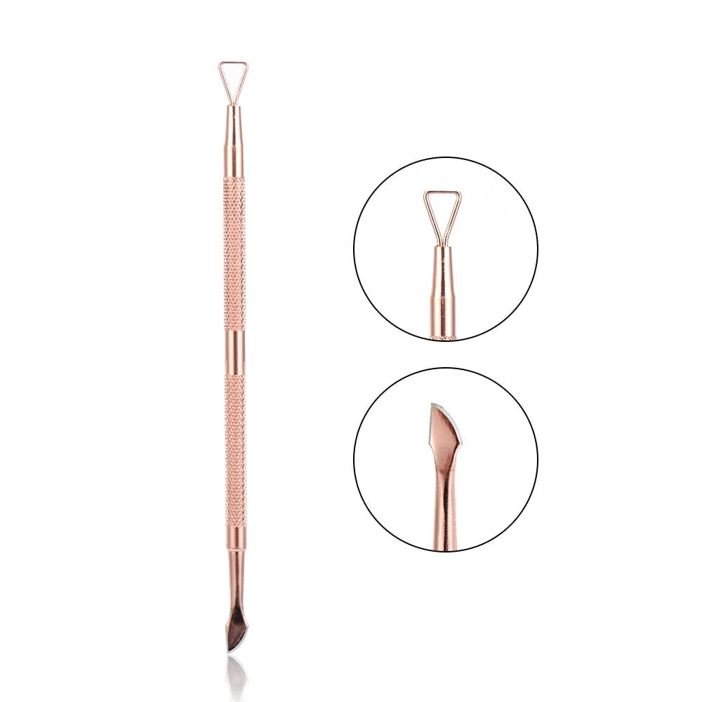 New Silver/Rose Gold Dual-ended Stainless Steel Nail UV Gel Polish Remover Stick Triangle Rod Cuticle Pusher Nail Art Tool-Nail Inspo