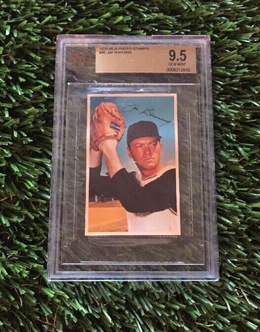 1970 MLB Photo Poster painting Stamps #86 JIM BUNNING BGS 9.5 GRM MINT HOF