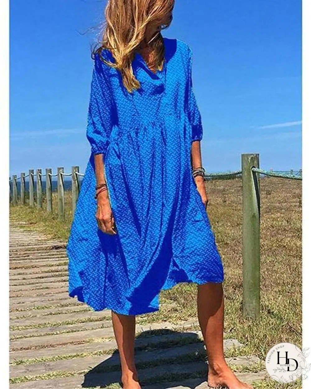 Plus Size V Neck Elegant Casual Midi Dresses