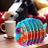 Oranger Fisch 5d DIY Tiermuster Diamantbemalungsuntersetzer mit Halter