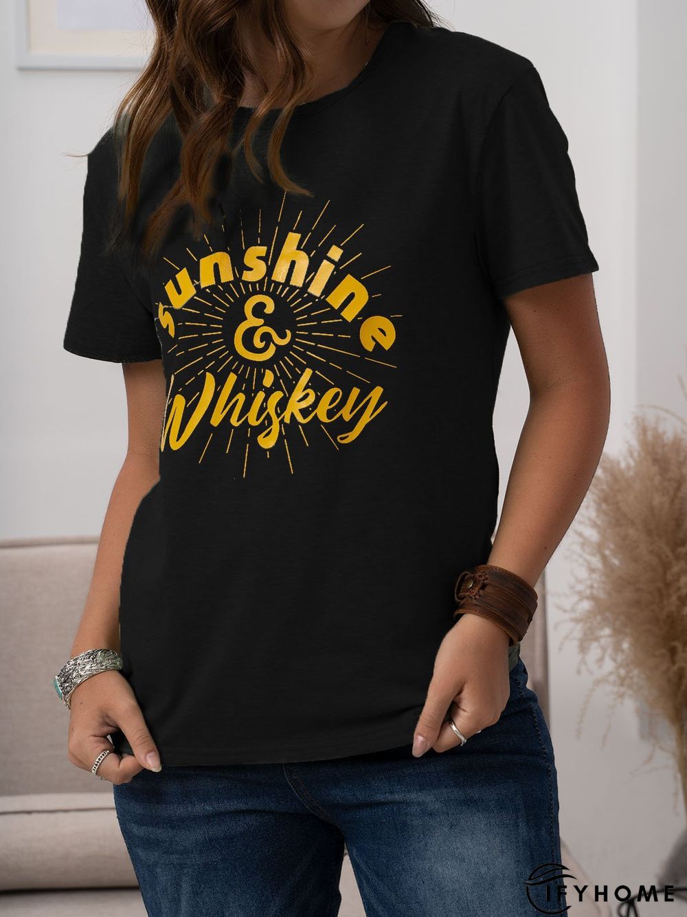 Vintage Short Sleeve Letter Printed Plus Size Casual Tops | IFYHOME