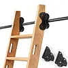 [US Local Warehouse] 20FT Sliding Library Ladder Hardware Kit Floor Roller with Brake Telescopic Top Hook Sliding Track Kit with Complete Hardware Set (No Ladder) Indoor Moving Track for Home Office Loft (Adjustable)