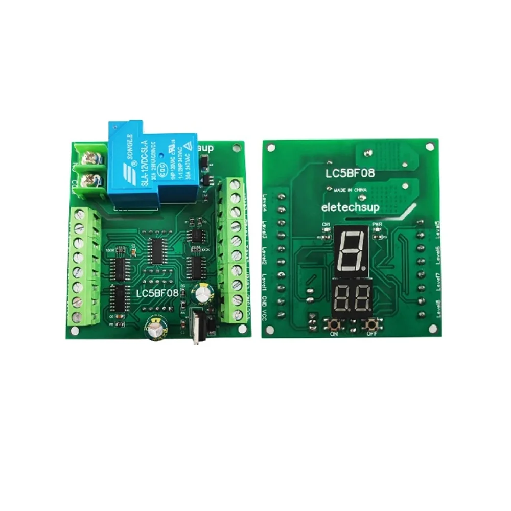 8 Levels Multi-function Water Level Pump Pour Display Controller Liquid Sensor Module Automatic Control DC 12V 30A