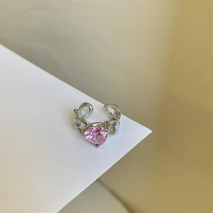 Heart Zircon Pink Diamond Pearl Ring KERENTILA