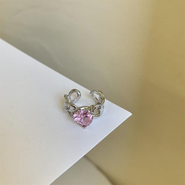 Heart Zircon Pink Diamond Pearl Ring KERENTILA